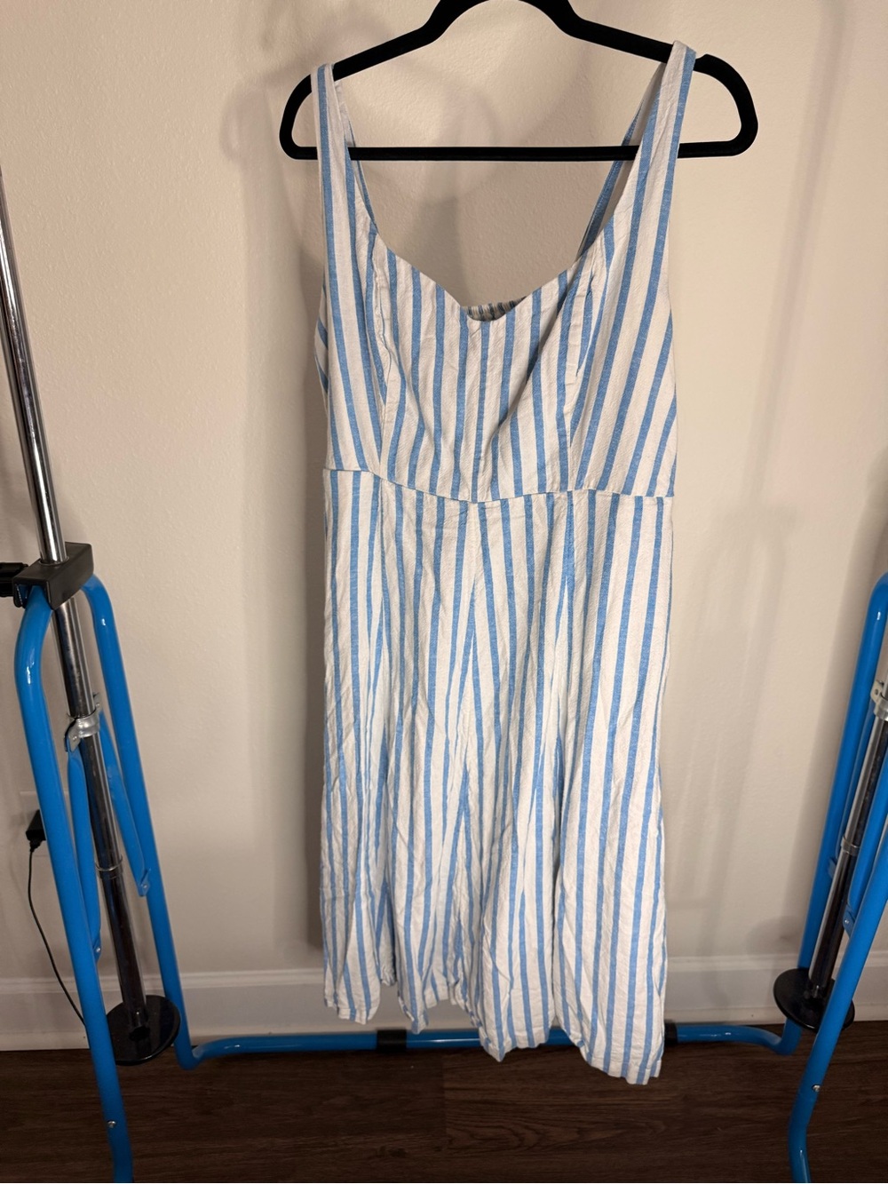 Old Navy Blue and White Striped Midi Dress